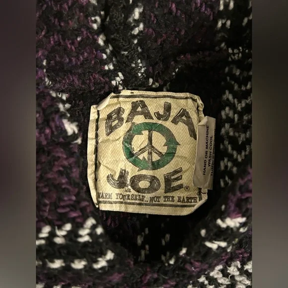 Baja Joe Mens M Purple White Gray Pullover Beach Hippie Hoodie Boho Well Loved - Picture 7 of 8
